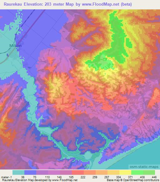 Raurekau,New Zealand Elevation Map