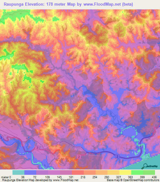 Raupunga,New Zealand Elevation Map