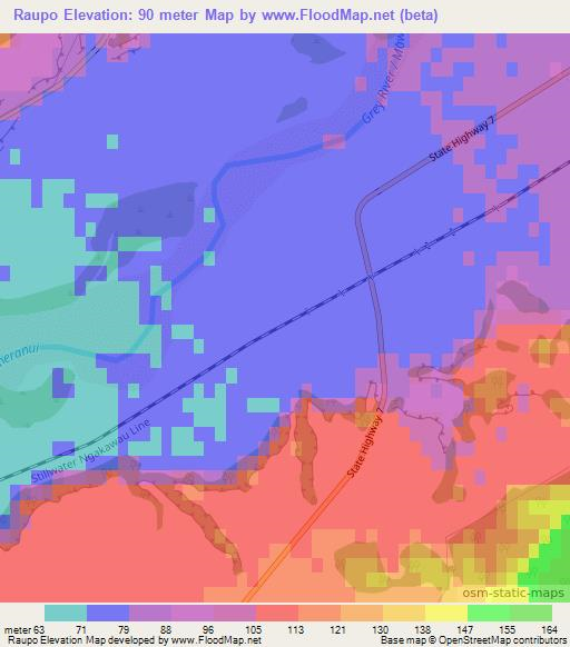 Raupo,New Zealand Elevation Map
