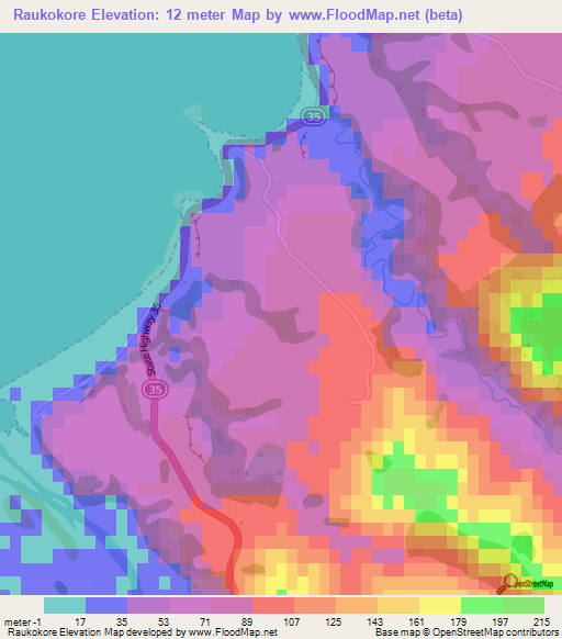 Raukokore,New Zealand Elevation Map