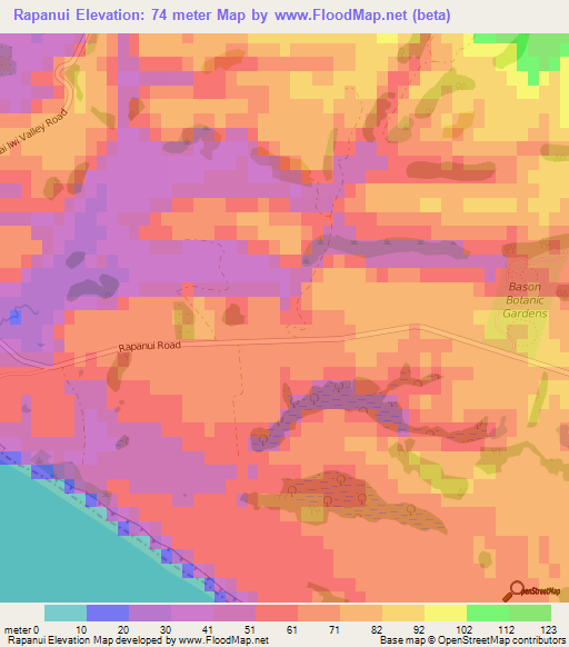 Rapanui,New Zealand Elevation Map