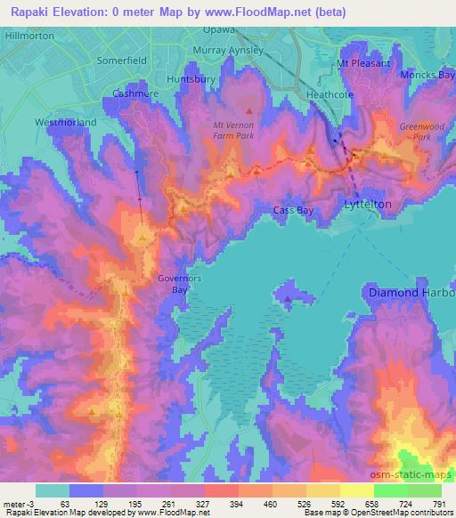 Rapaki,New Zealand Elevation Map