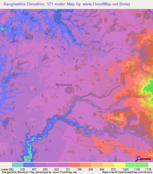 Rangiwahia,New Zealand Elevation Map