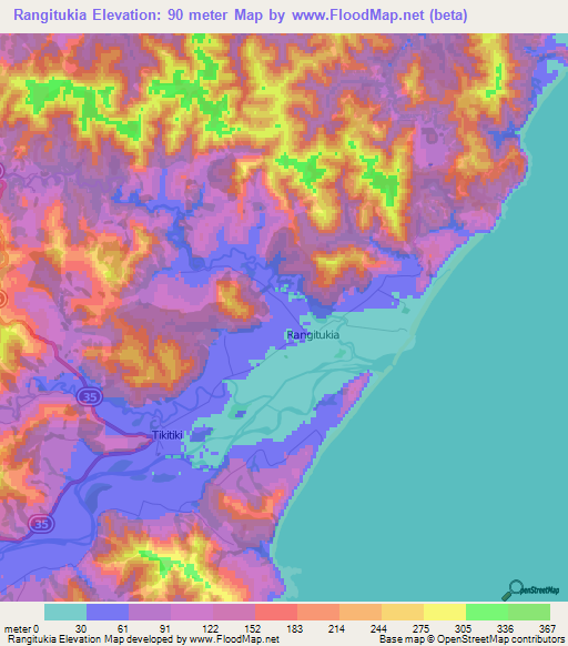Rangitukia,New Zealand Elevation Map