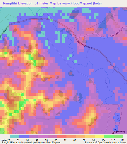 Rangitihi,New Zealand Elevation Map