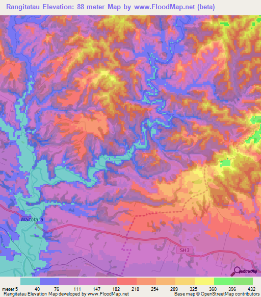 Rangitatau,New Zealand Elevation Map
