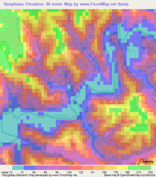 Rangitatau,New Zealand Elevation Map