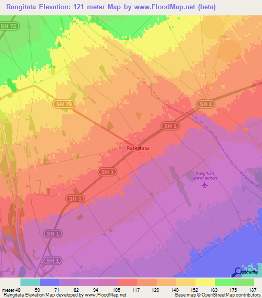 Rangitata,New Zealand Elevation Map