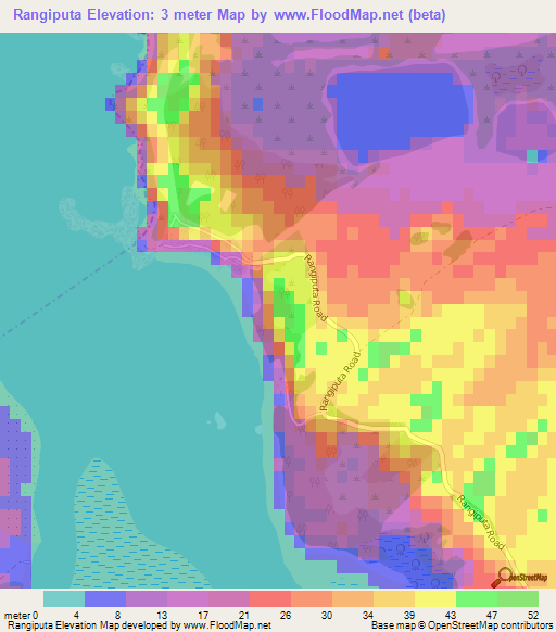Rangiputa,New Zealand Elevation Map