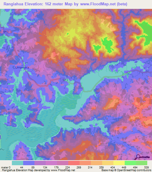 Rangiahua,New Zealand Elevation Map