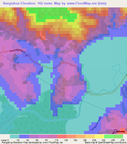 Rangiahua,New Zealand Elevation Map