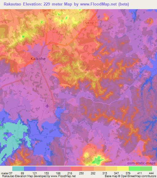 Rakautao,New Zealand Elevation Map