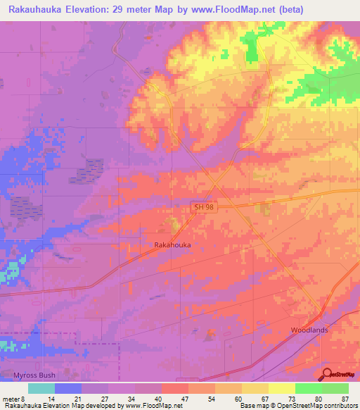 Rakauhauka,New Zealand Elevation Map