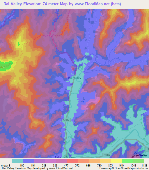 Rai Valley,New Zealand Elevation Map
