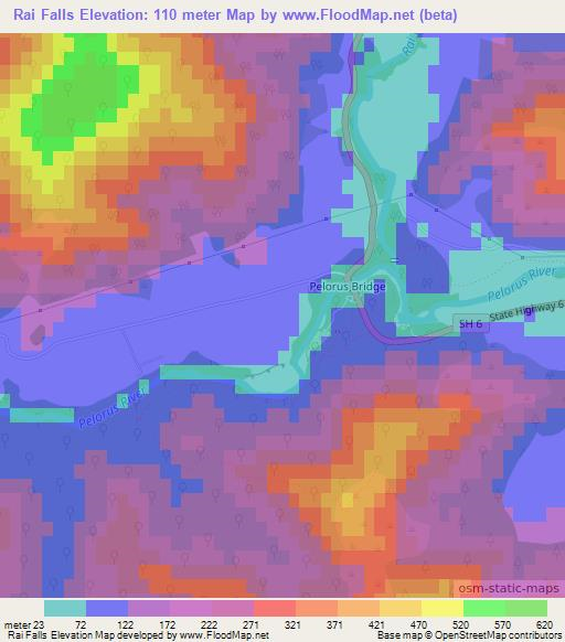 Rai Falls,New Zealand Elevation Map