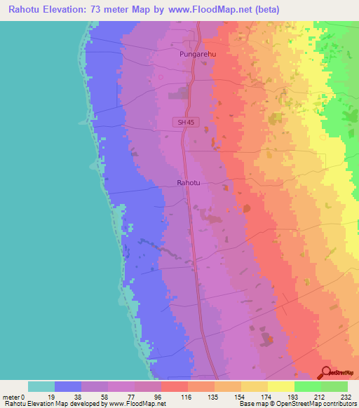 Rahotu,New Zealand Elevation Map