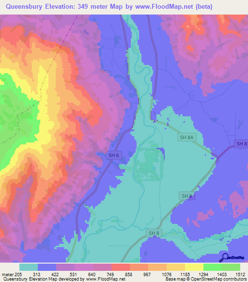 Queensbury,New Zealand Elevation Map