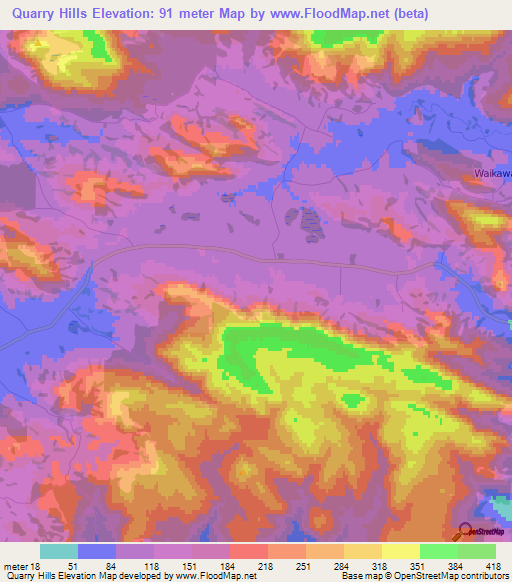 Quarry Hills,New Zealand Elevation Map