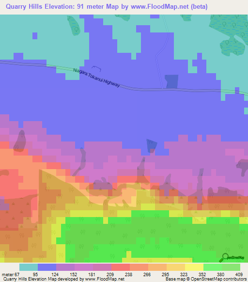 Quarry Hills,New Zealand Elevation Map