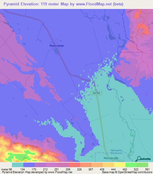 Pyramid,New Zealand Elevation Map