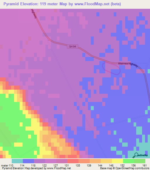 Pyramid,New Zealand Elevation Map