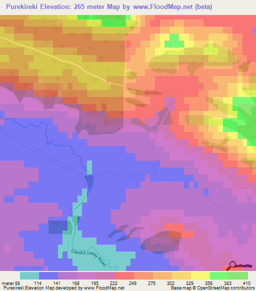 Purekireki,New Zealand Elevation Map