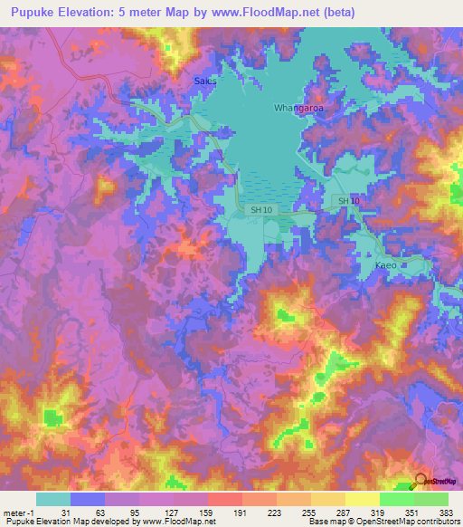 Pupuke,New Zealand Elevation Map