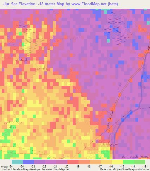 Jur Sar,Iran Elevation Map