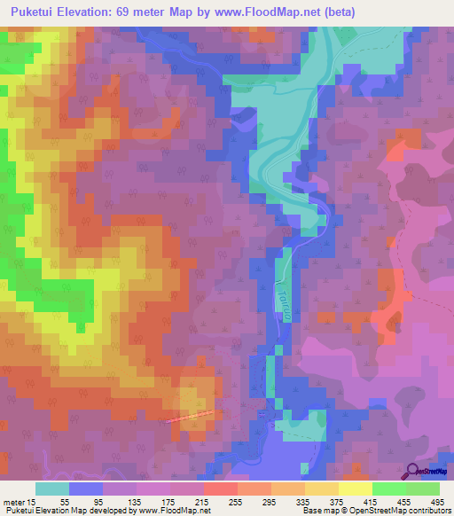 Puketui,New Zealand Elevation Map