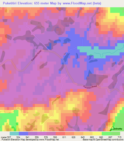 Puketitiri,New Zealand Elevation Map