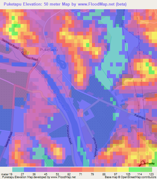 Puketapu,New Zealand Elevation Map