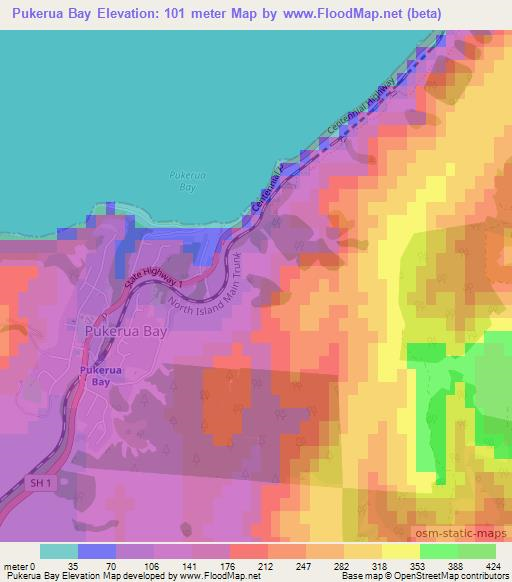 Pukerua Bay,New Zealand Elevation Map