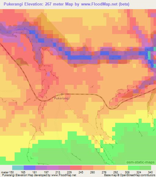 Pukerangi,New Zealand Elevation Map