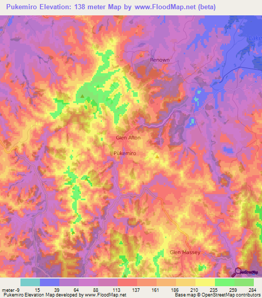 Pukemiro,New Zealand Elevation Map
