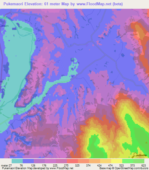 Pukemaori,New Zealand Elevation Map