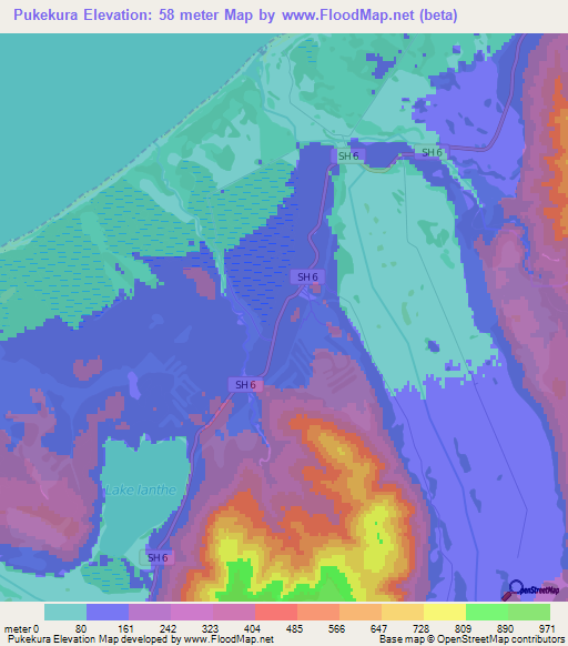 Pukekura,New Zealand Elevation Map