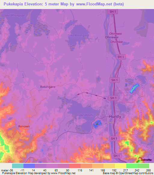 Pukekapia,New Zealand Elevation Map