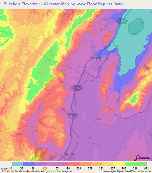 Pukehou,New Zealand Elevation Map