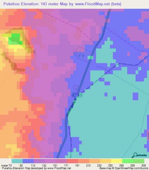 Pukehou,New Zealand Elevation Map