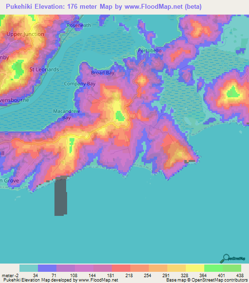 Pukehiki,New Zealand Elevation Map