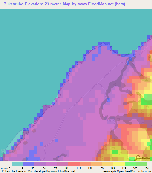 Pukearuhe,New Zealand Elevation Map