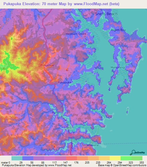 Pukapuka,New Zealand Elevation Map