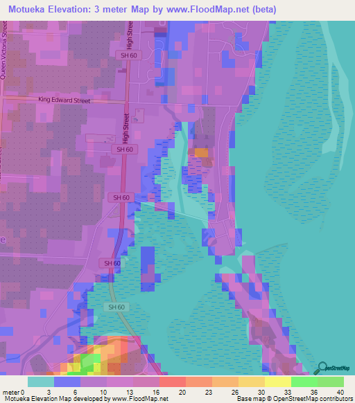 Motueka,New Zealand Elevation Map