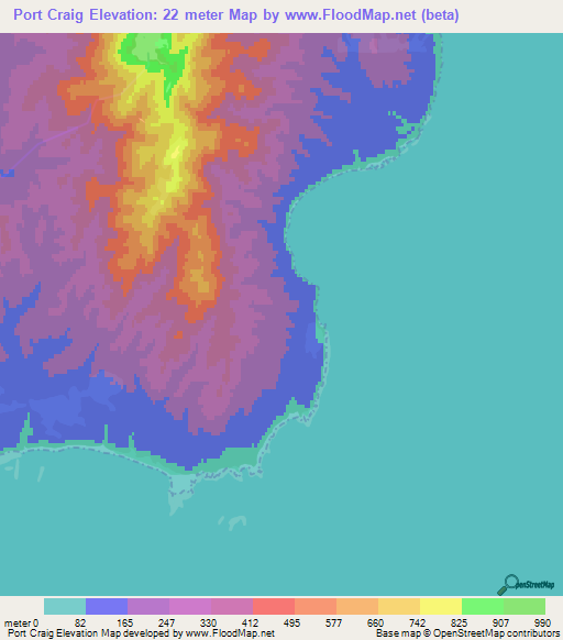 Port Craig,New Zealand Elevation Map