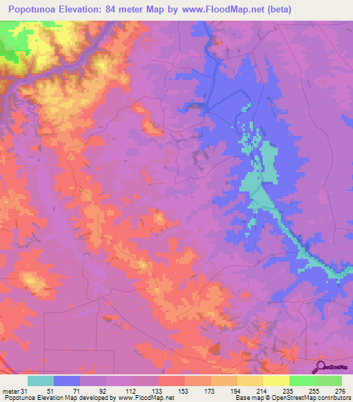 Popotunoa,New Zealand Elevation Map