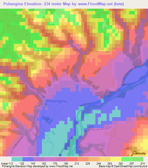 Pohangina,New Zealand Elevation Map