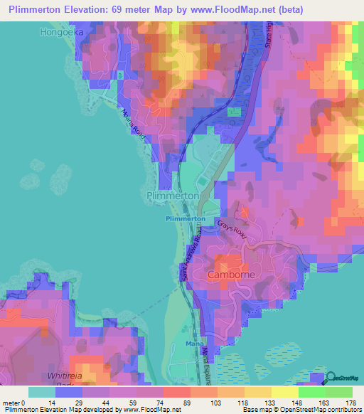 Plimmerton,New Zealand Elevation Map