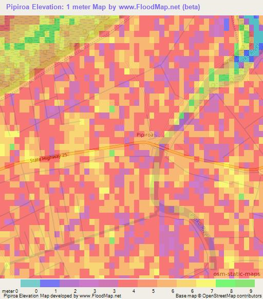 Pipiroa,New Zealand Elevation Map