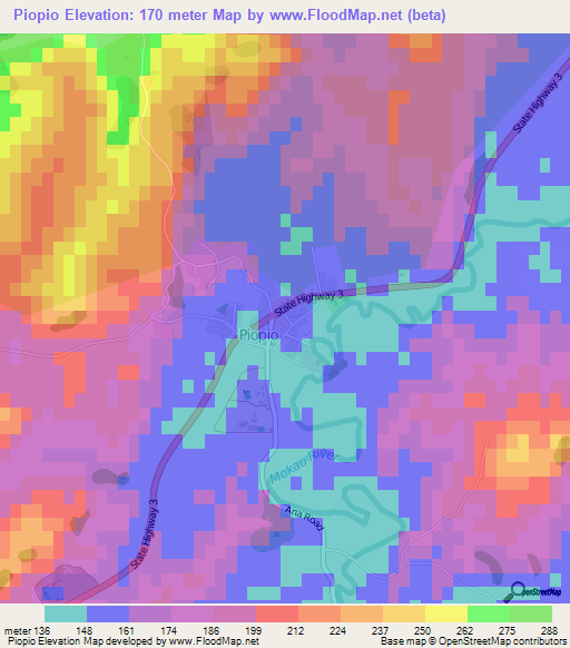 Piopio,New Zealand Elevation Map