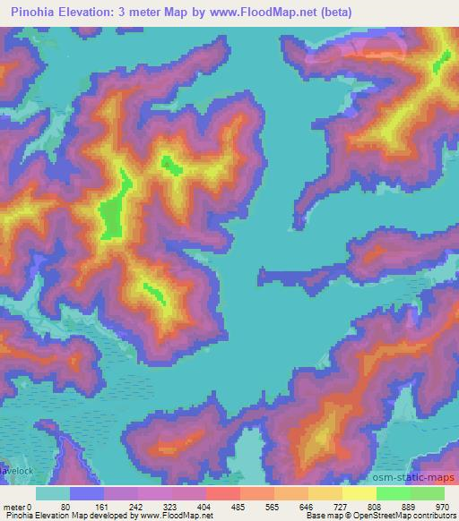 Pinohia,New Zealand Elevation Map